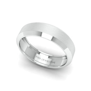 Jewelove™ Rings Men's Band only / Scooped Ready to Ship - Ring Sizes 18, 22 Beveled Edges Brush Finish Plain Platinum Ring for Men JL PT 616