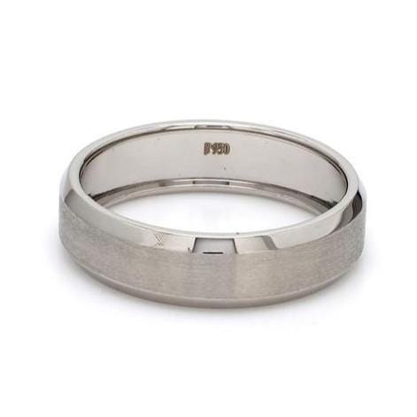 Jewelove™ Rings Men's Band only / Scooped Ready to Ship - Ring Sizes 18, 22 Beveled Edges Brush Finish Plain Platinum Ring for Men JL PT 616