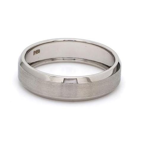 Jewelove™ Rings Men's Band only / Scooped Ready to Ship - Ring Sizes 18, 22 Beveled Edges Brush Finish Plain Platinum Ring for Men JL PT 616