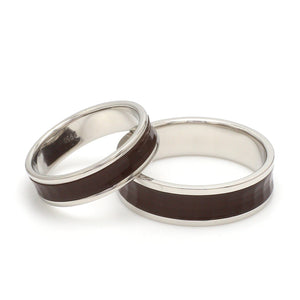 Jewelove™ Rings Ready to Ship - Ring Sizes - 21, 11 - Platinum Couple Rings with Brown Ceramic JL PT 1329