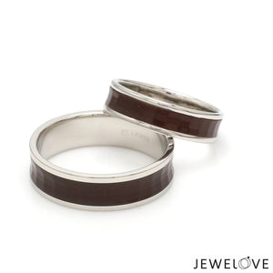 Jewelove™ Rings Ready to Ship - Ring Sizes - 21, 11 - Platinum Couple Rings with Brown Ceramic JL PT 1329