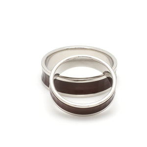 Jewelove™ Rings Ready to Ship - Ring Sizes - 21, 11 - Platinum Couple Rings with Brown Ceramic JL PT 1329