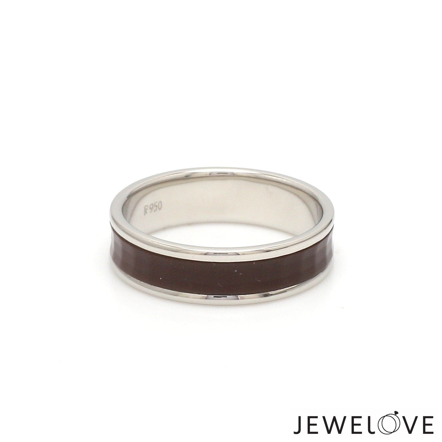 Jewelove™ Rings Ready to Ship - Ring Sizes - 21, 11 - Platinum Couple Rings with Brown Ceramic JL PT 1329