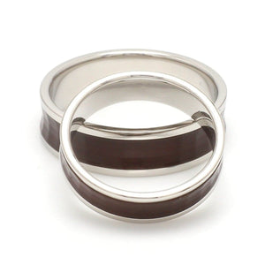 Jewelove™ Rings Ready to Ship - Ring Sizes - 21, 11 - Platinum Couple Rings with Brown Ceramic JL PT 1329