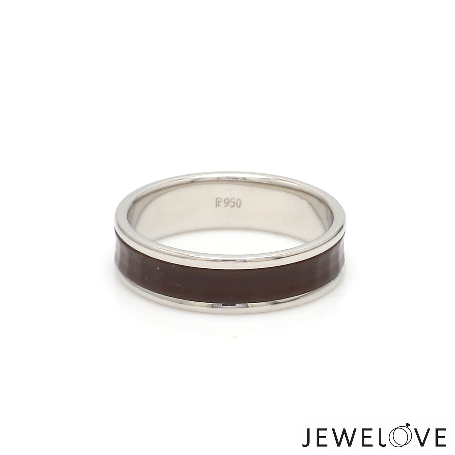 Jewelove™ Rings Women's Band only Ready to Ship - Ring Sizes - 21, 11 - Platinum Couple Rings with Brown Ceramic JL PT 1329