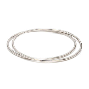 Jewelove™ Bangles & Bracelets Ready to Ship - Size 2.4, 2mm Hollow Lightweight Platinum Bangles for Women JL PTB 1101