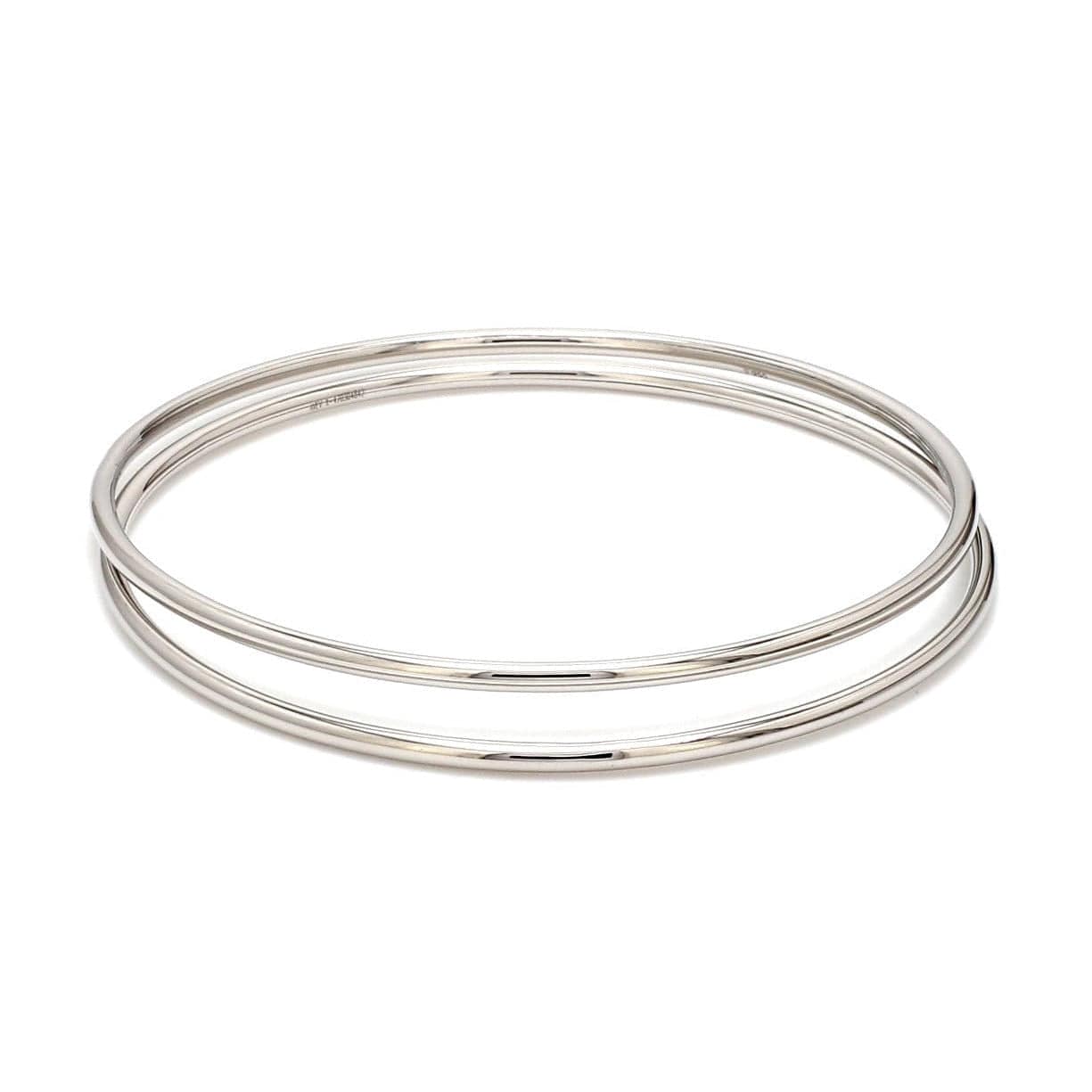 Jewelove™ Bangles & Bracelets Ready to Ship - Size 2.4, 2mm Hollow Lightweight Platinum Bangles for Women JL PTB 1101