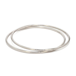 Jewelove™ Bangles & Bracelets Ready to Ship - Size 2.4, 2mm Hollow Lightweight Platinum Bangles for Women JL PTB 1101