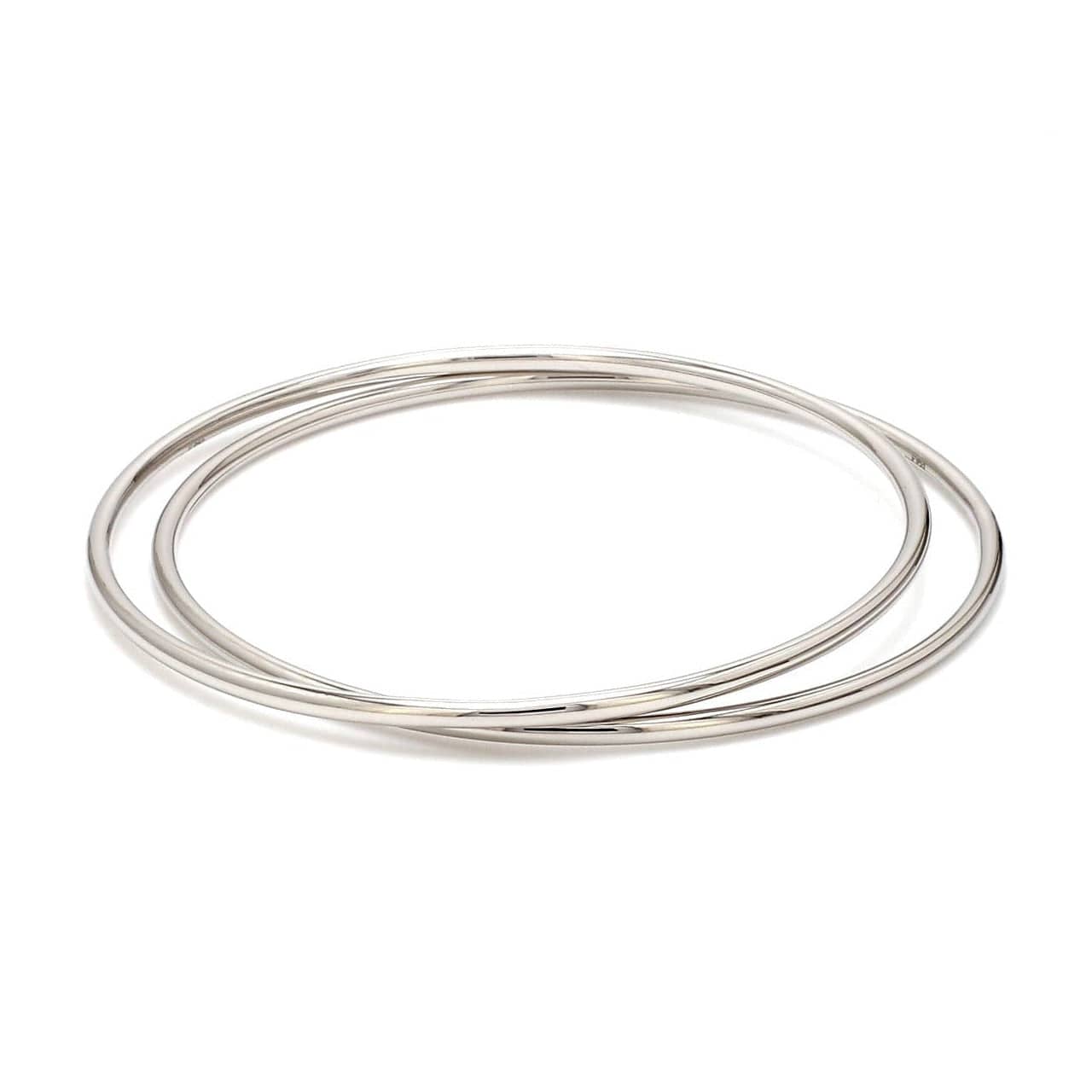 Jewelove™ Bangles & Bracelets Ready to Ship - Size 2.4, 2mm Hollow Lightweight Platinum Bangles for Women JL PTB 1101