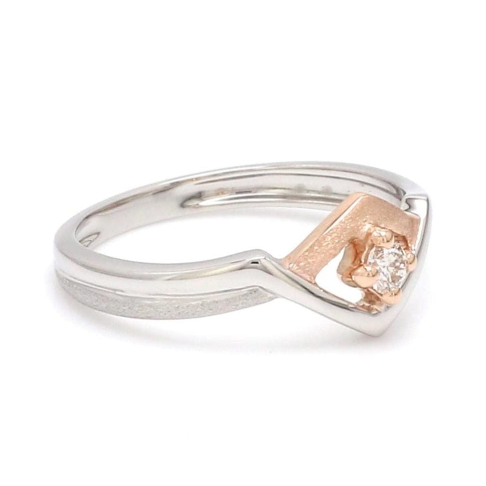 Jewelove™ Rings Ready to Ship - Sizes 18, 12 Platinum Couple Rings with Rose Gold & Diamonds JL PT 936