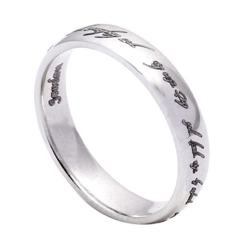 Jewelove™ Rings Rings of Love - Platinum Bands with Elvish Poem Engraved JL PT 438