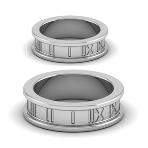 Jewelove™ Rings Roman Numerals Plain Platinum Couple Rings JL PT MB 131