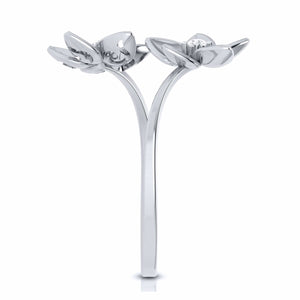 Jewelove™ Rings Romantic Flowery Platinum Ring for Women with 2 Diamonds JL PT LR 90