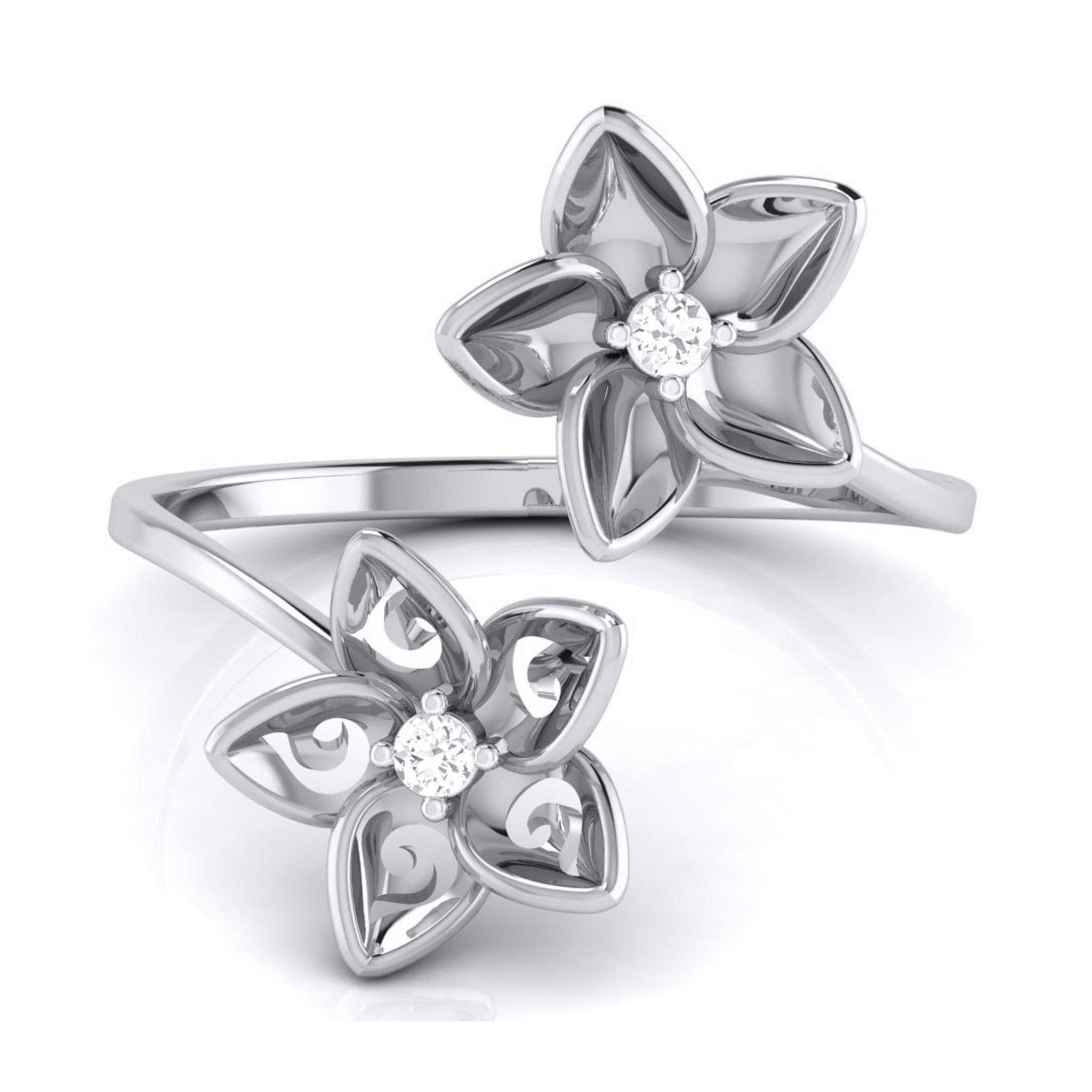 Jewelove™ Rings Romantic Flowery Platinum Ring for Women with 2 Diamonds JL PT LR 90