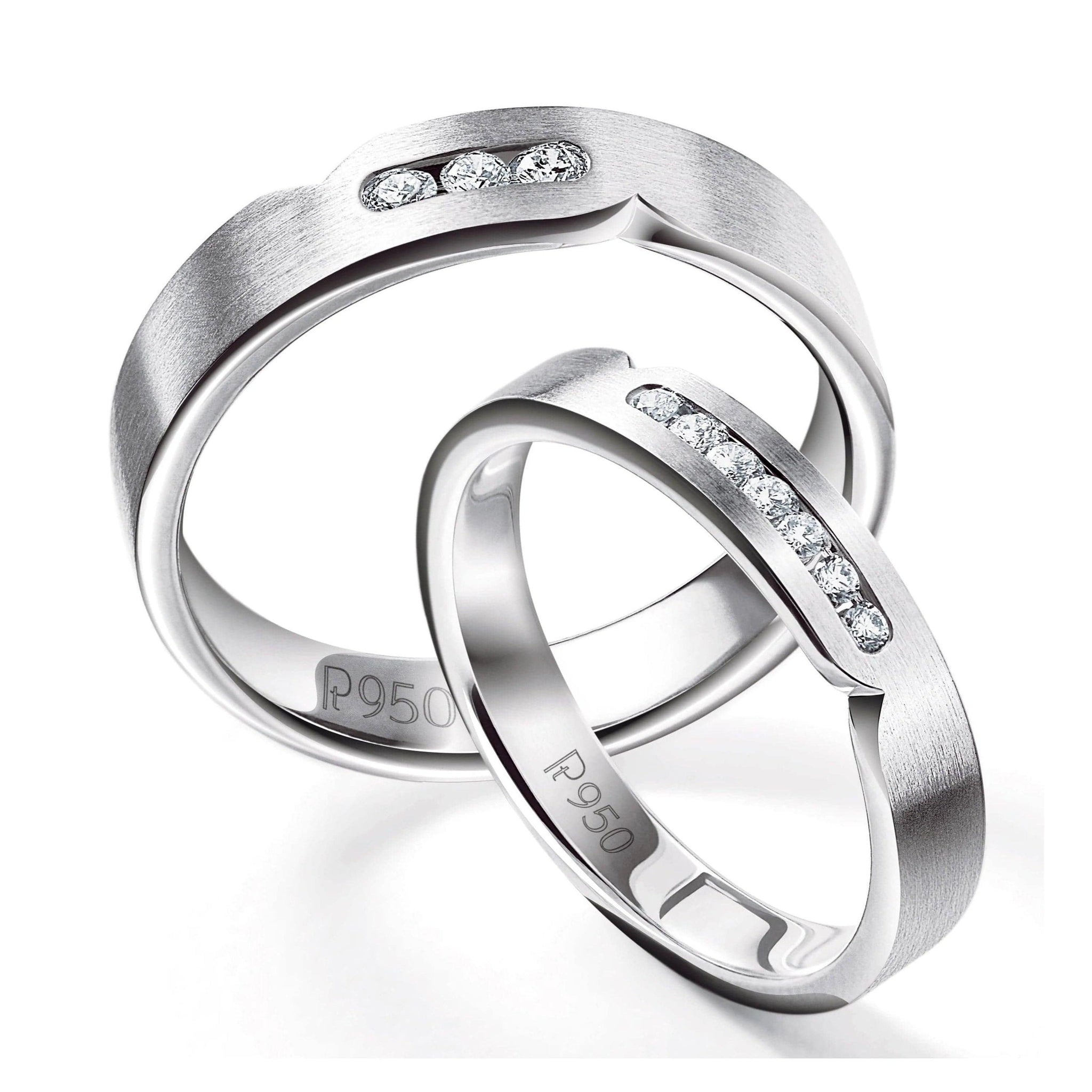 Jewelove™ Rings Serendipity Platinum Love Bands with Diamonds JL PT 527