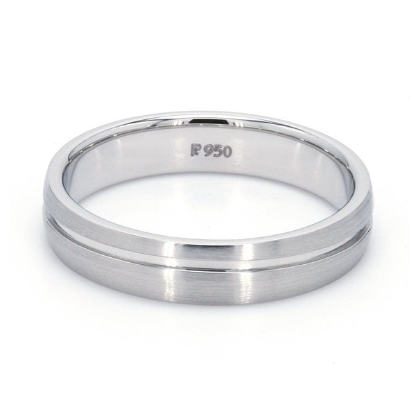 Simple Platinum Couple Rings with Curvilinear Groove JL PT 569