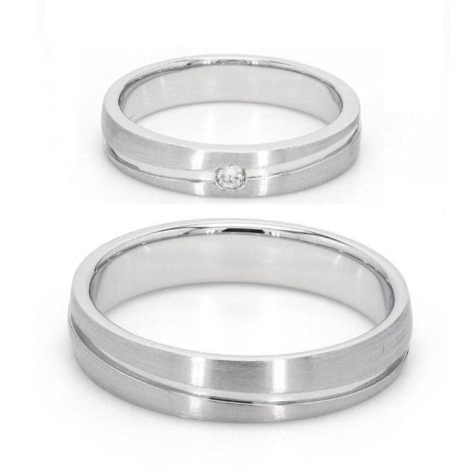 Simple Platinum Couple Rings with Curvilinear Groove JL PT 569