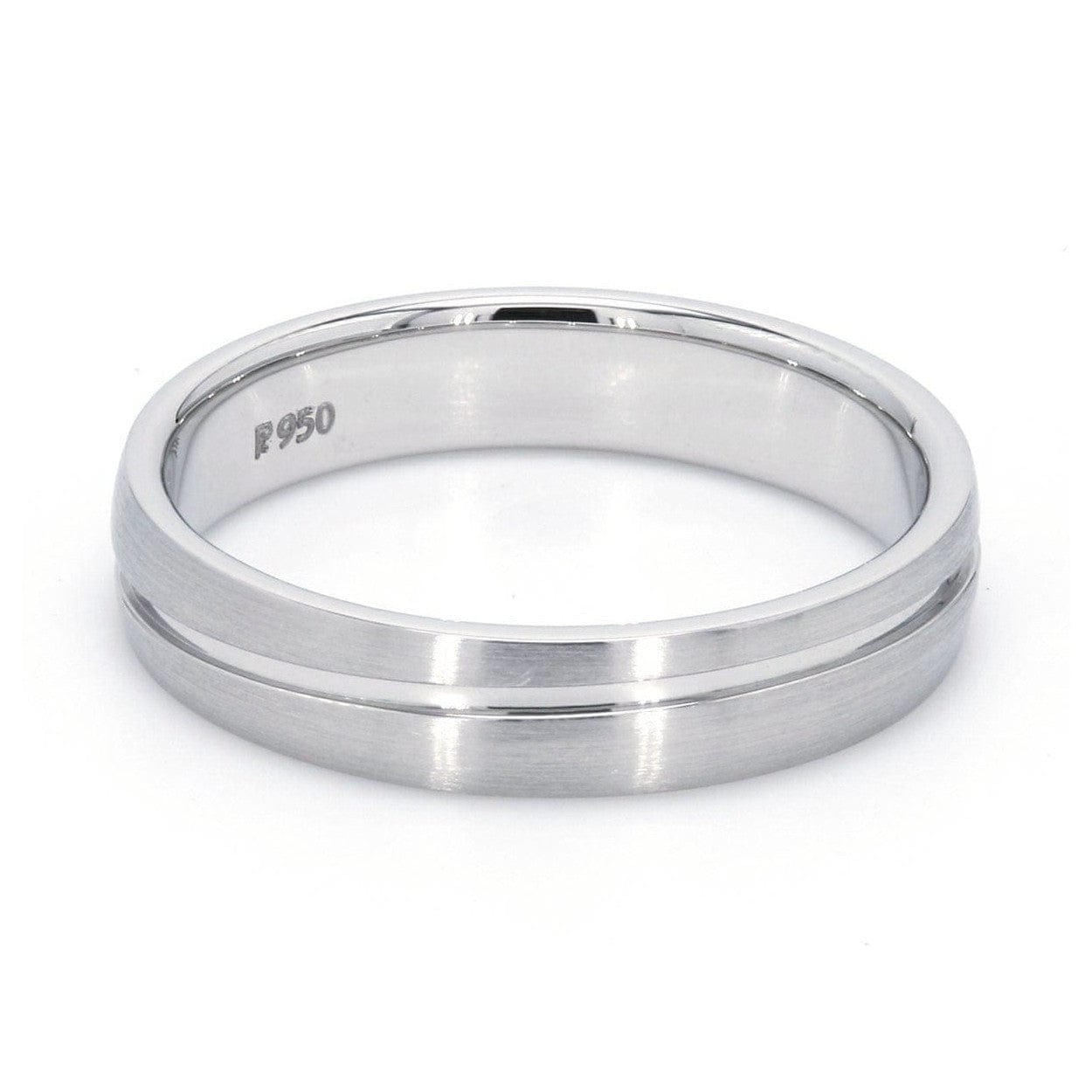 Jewelove™ Rings Simple Platinum Couple Rings with Curvilinear Groove JL PT 569