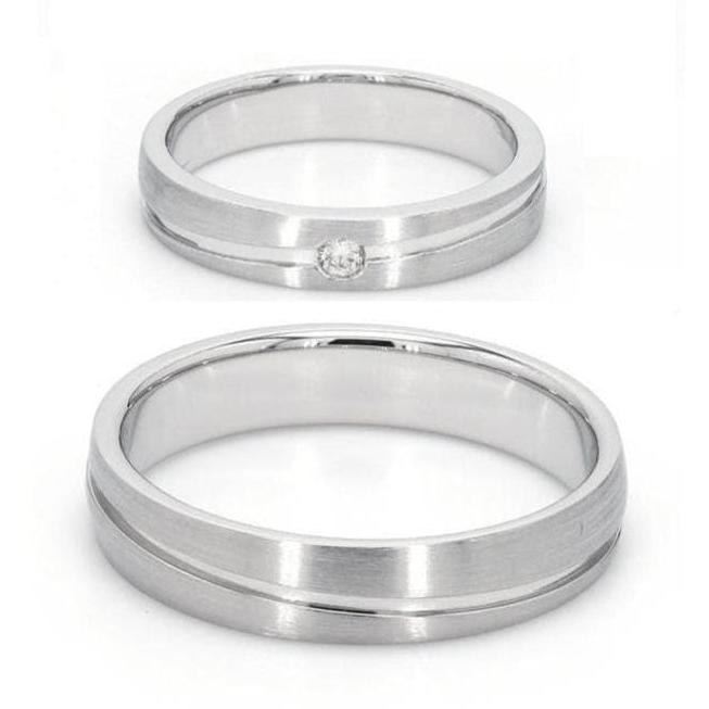 Jewelove™ Rings Simple Platinum Couple Rings with Curvilinear Groove JL PT 569