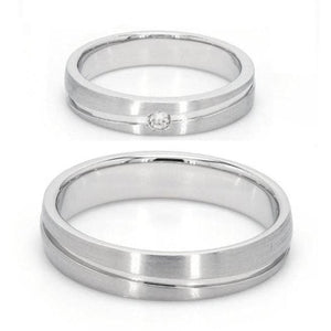 Jewelove™ Rings Simple Platinum Couple Rings with Curvilinear Groove JL PT 569