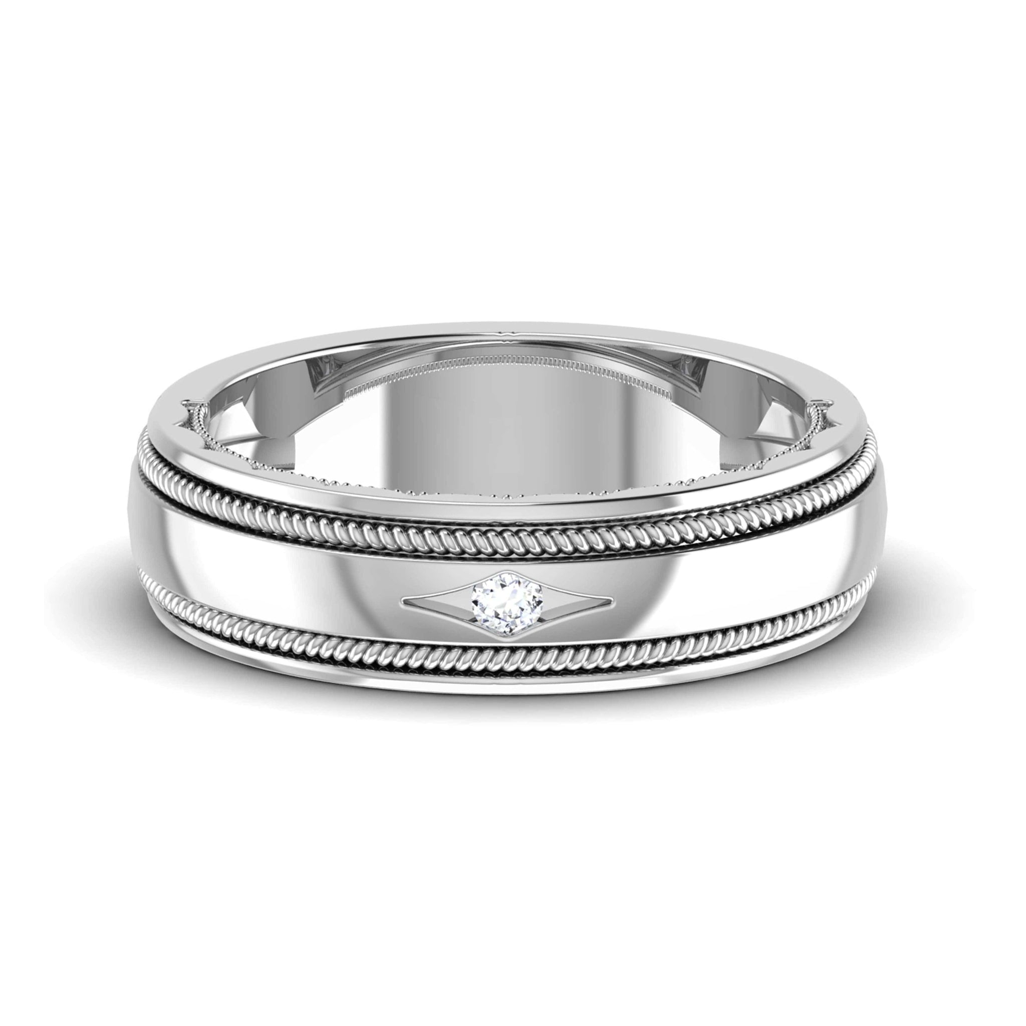 Jewelove™ Rings Single Diamond Designer Milgrain Wedding Platinum  Ring For Men JL P 6760