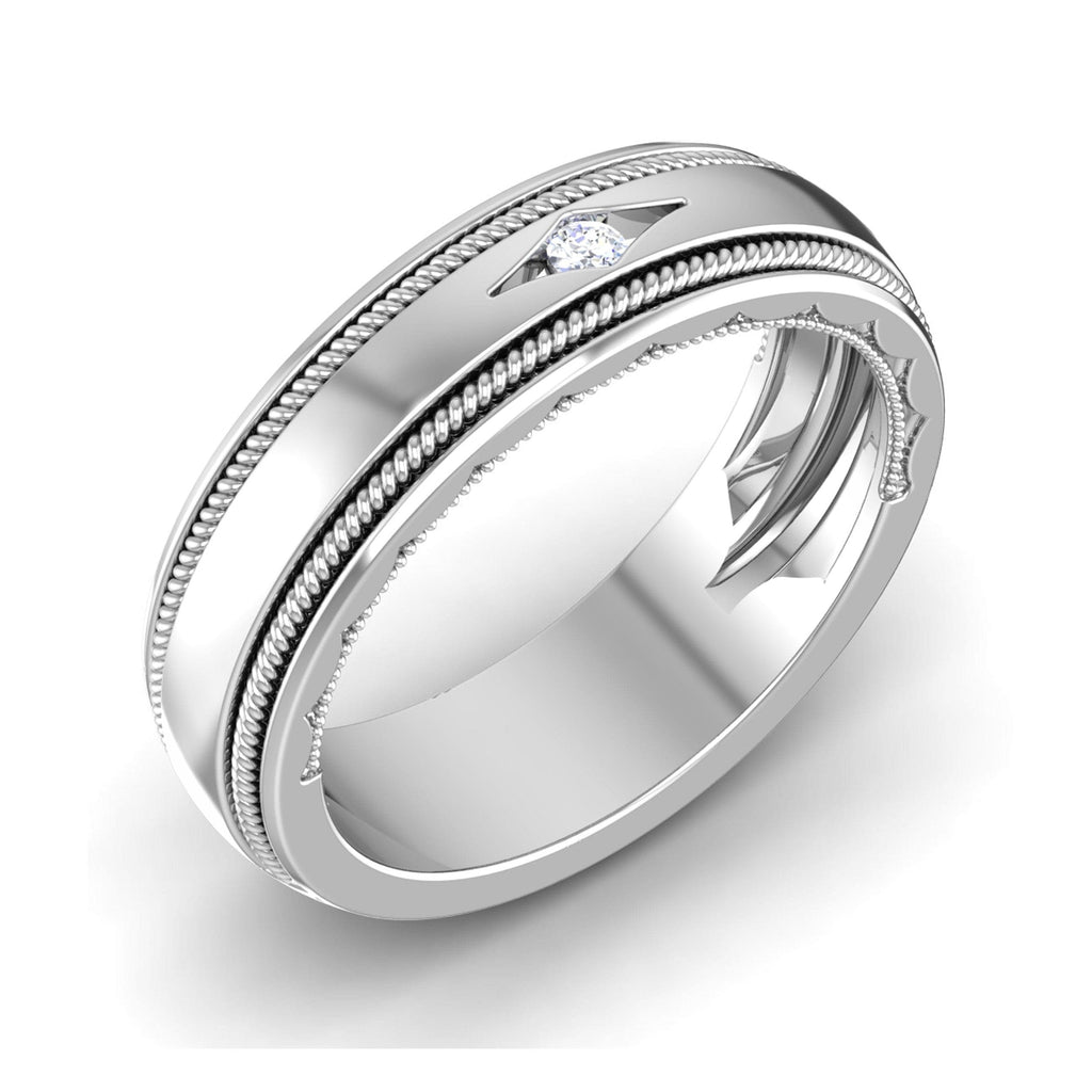 Jewelove™ Rings Single Diamond Designer Milgrain Wedding Platinum  Ring For Men JL P 6760