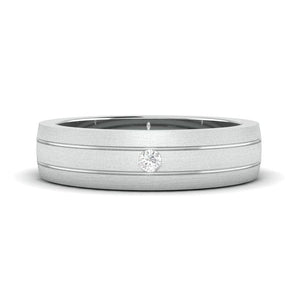 Jewelove™ Rings Single Diamond Matte Finish Platinum Band with Grooves for Men JL PT 665