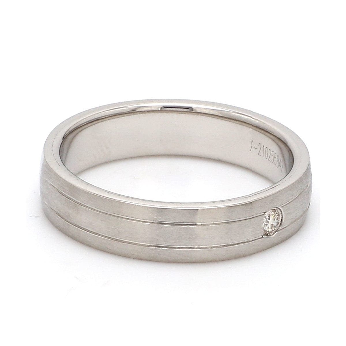 Jewelove™ Rings Single Diamond Matte Finish Platinum Band with Grooves for Men JL PT 665