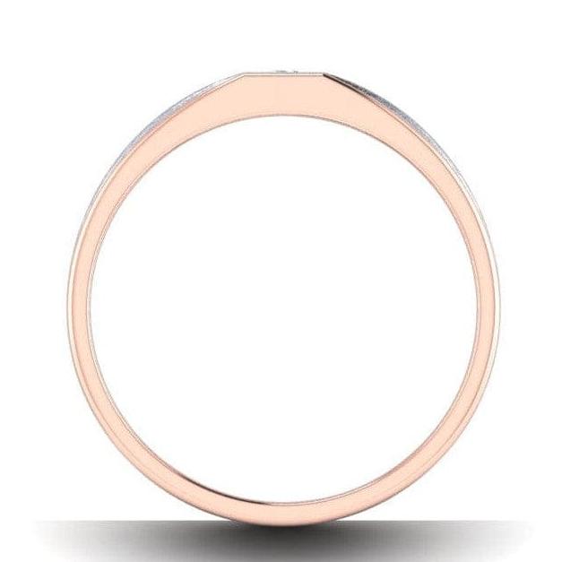 Jewelove™ Rings Single Diamond Platinum Love Bands with Rose Gold Edges & Grooves JL PT 656