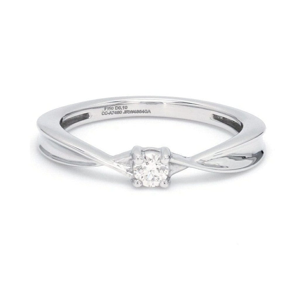 Jewelove™ Rings Women's Band only Single Diamond Platinum Ring with a Curve for Women JL PT 579 Ring Size 12