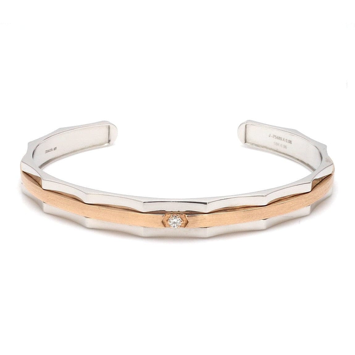 Jewelove™ Bangles & Bracelets Single Diamond Platinum & Rose Gold Open Kada for Men JL PTB 1175