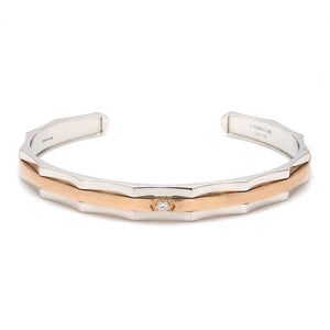 Jewelove™ Bangles & Bracelets Single Diamond Platinum & Rose Gold Open Kada for Men JL PTB 1175