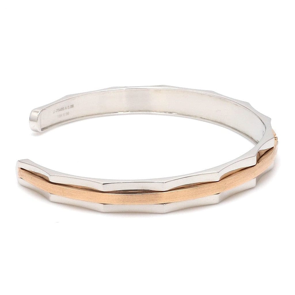 Jewelove™ Bangles & Bracelets Single Diamond Platinum & Rose Gold Open Kada for Men JL PTB 1175