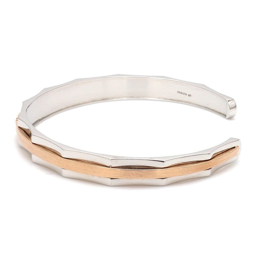 Jewelove™ Bangles & Bracelets Single Diamond Platinum & Rose Gold Open Kada for Men JL PTB 1175