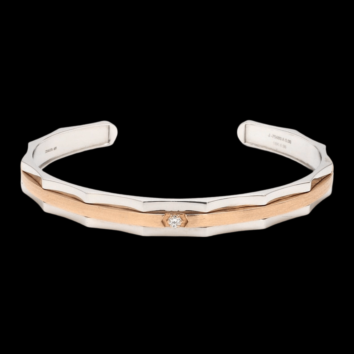 Jewelove™ Bangles & Bracelets Single Diamond Platinum & Rose Gold Open Kada for Men JL PTB 1175