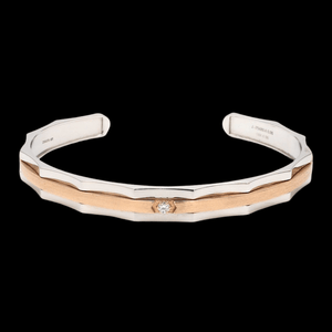 Jewelove™ Bangles & Bracelets Single Diamond Platinum & Rose Gold Open Kada for Men JL PTB 1175