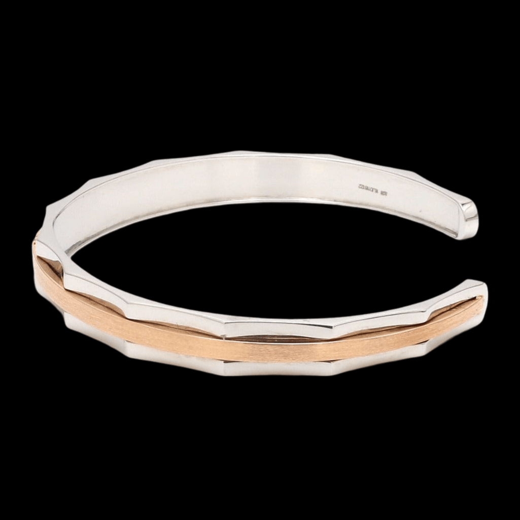 Jewelove™ Bangles & Bracelets Single Diamond Platinum & Rose Gold Open Kada for Men JL PTB 1175