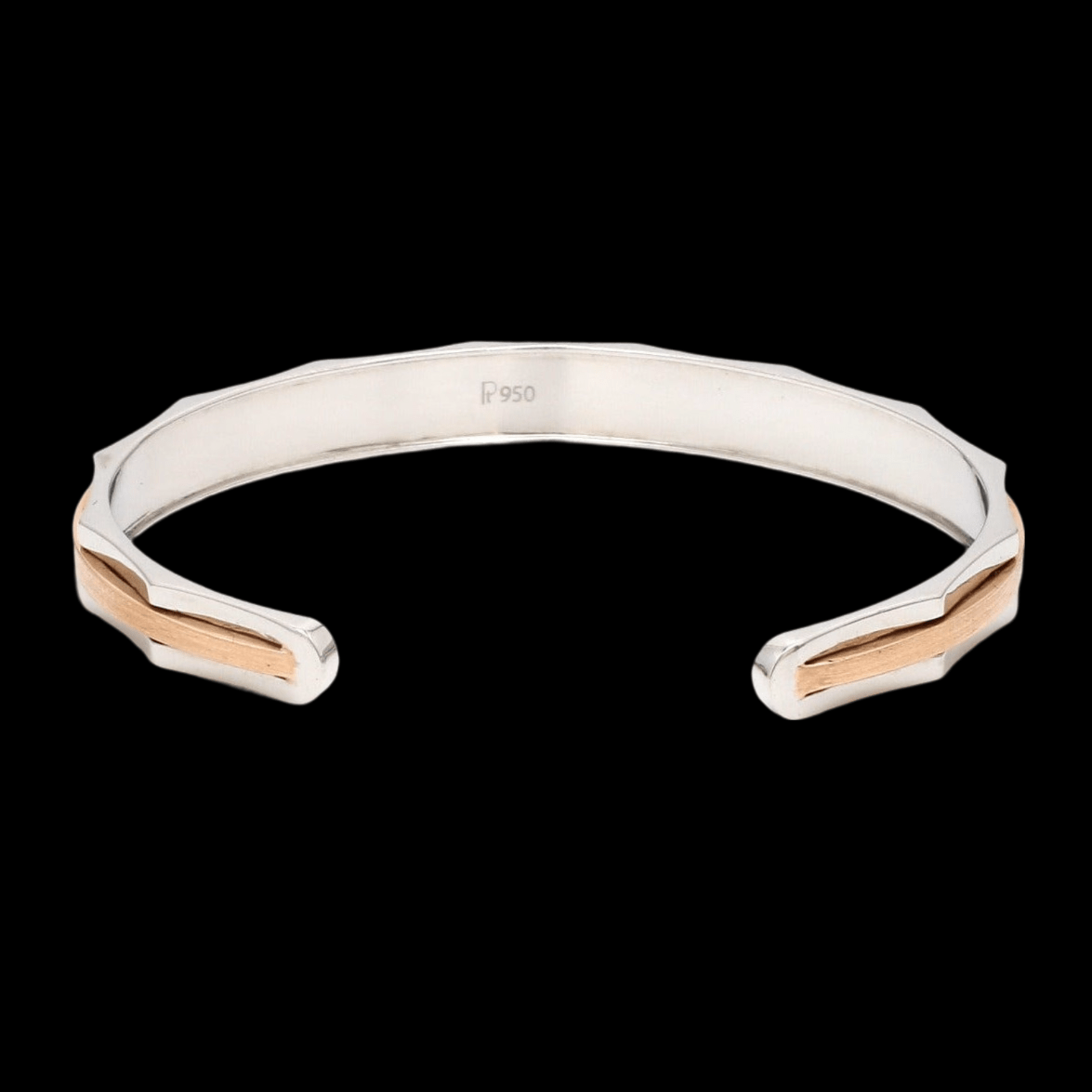 Jewelove™ Bangles & Bracelets Single Diamond Platinum & Rose Gold Open Kada for Men JL PTB 1175