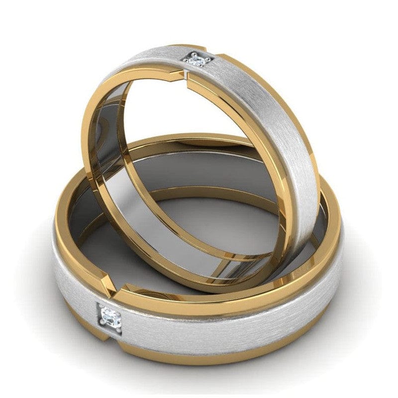 Jewelove™ Rings Single Diamond Platinum & Yellow Gold Fusion Couple Rings JL PT 641