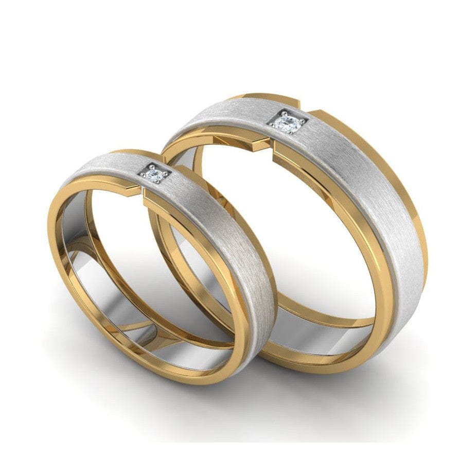 Jewelove™ Rings Single Diamond Platinum & Yellow Gold Fusion Couple Rings JL PT 641