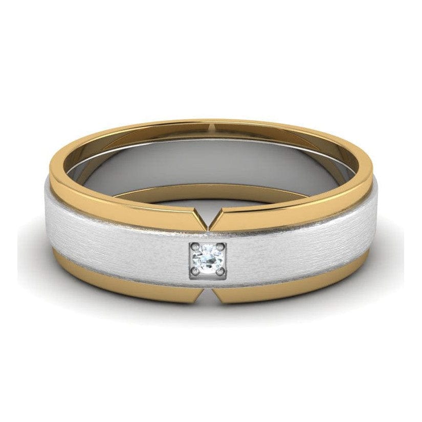 Jewelove™ Rings Single Diamond Platinum & Yellow Gold Fusion Couple Rings JL PT 641