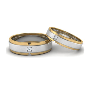 Jewelove™ Rings Single Diamond Platinum & Yellow Gold Fusion Couple Rings JL PT 641