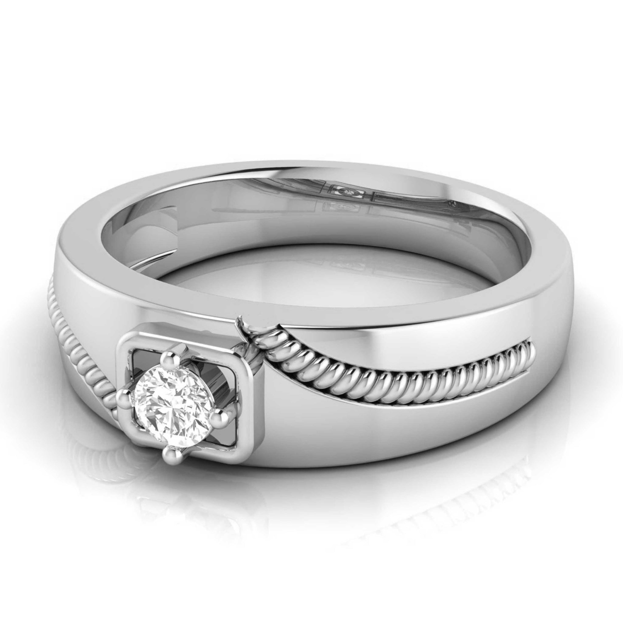 Jewelove™ Rings Single Diamond Rope Style Platinum Couple Rings JL PT 623