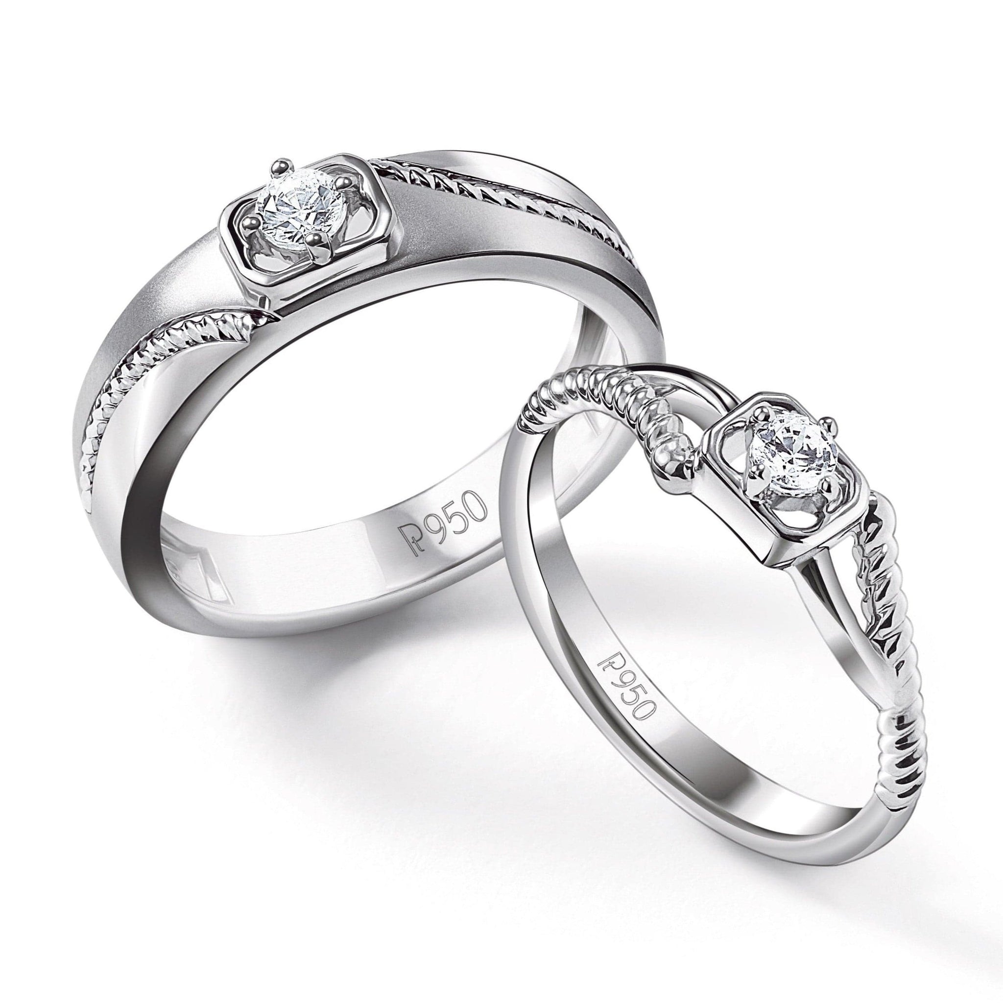 Jewelove™ Rings Single Diamond Rope Style Platinum Couple Rings JL PT 623