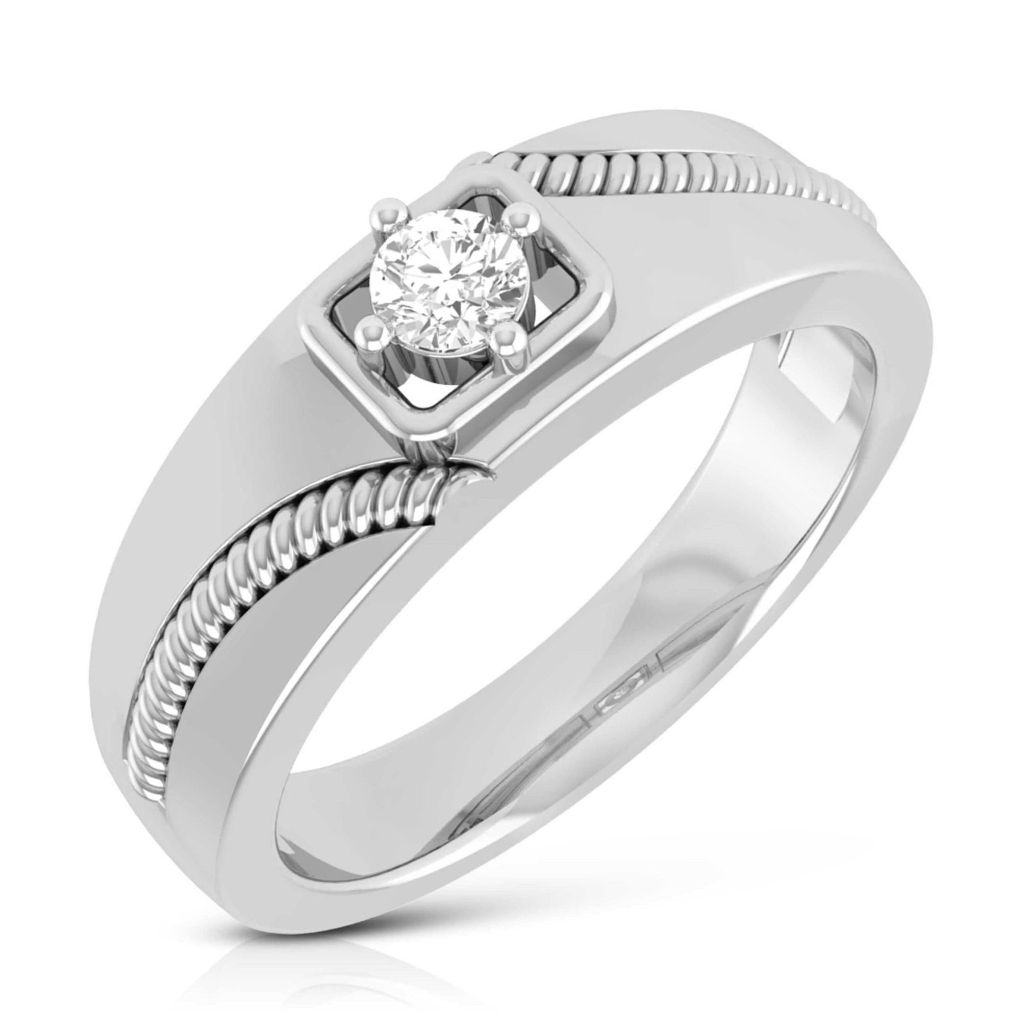 Jewelove™ Rings Single Diamond Rope Style Platinum Couple Rings JL PT 623