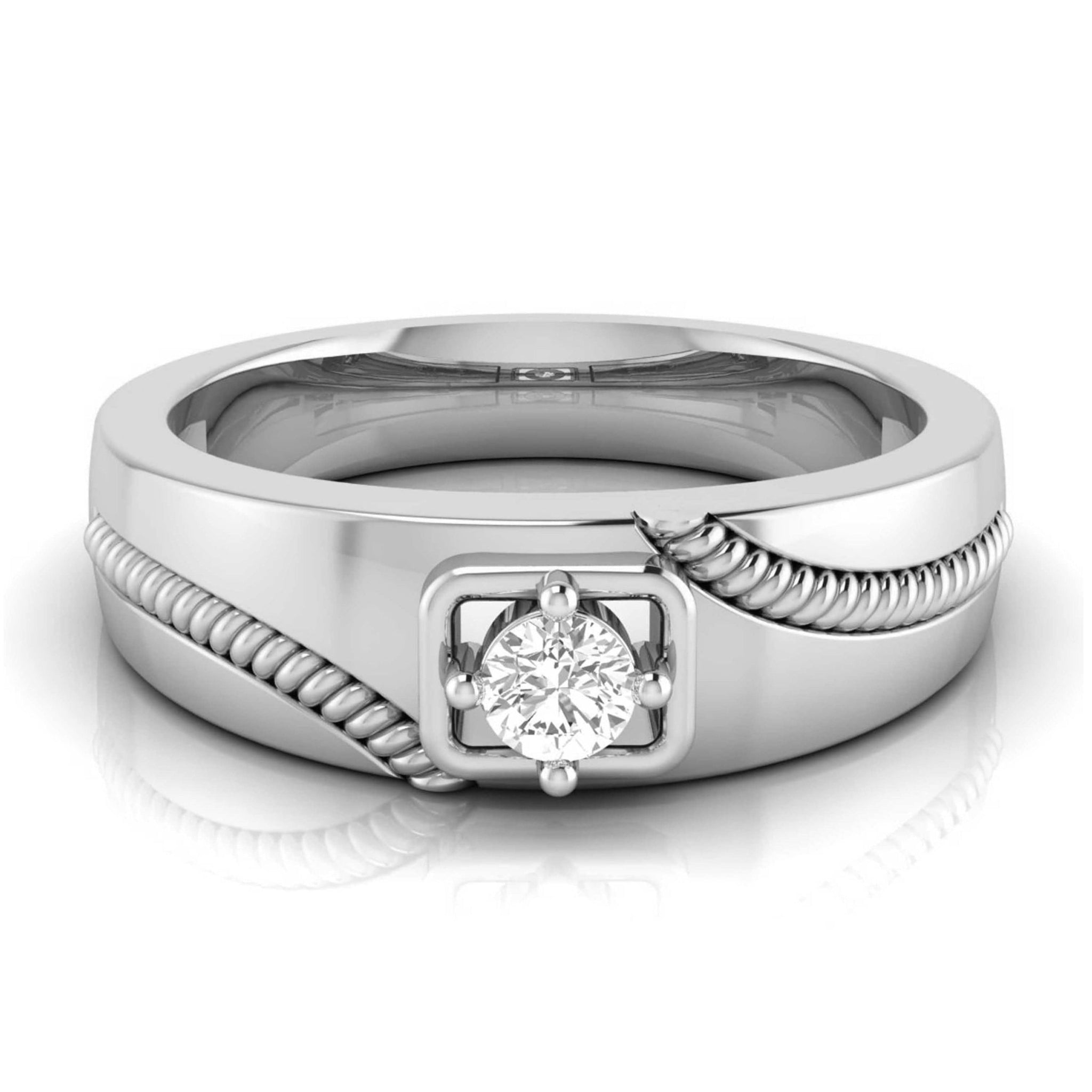 Jewelove™ Rings Single Diamond Rope Style Platinum Couple Rings JL PT 623