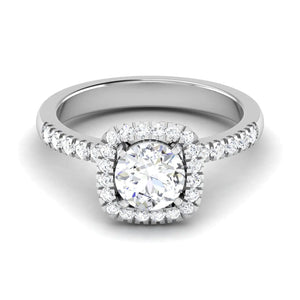 Jewelove™ Rings Women's Band only Single Halo Diamond Solitaire Platinum Setting with Diamonds on the Shank JL PT 497-M