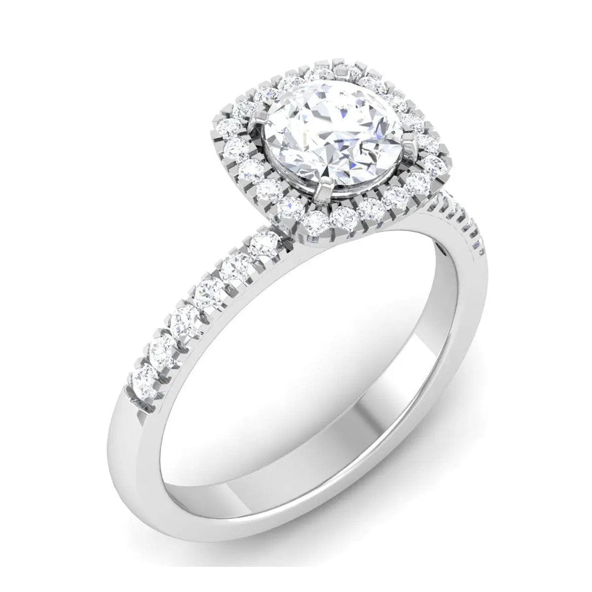 Jewelove™ Rings Women's Band only Single Halo Diamond Solitaire Platinum Setting with Diamonds on the Shank JL PT 497-M