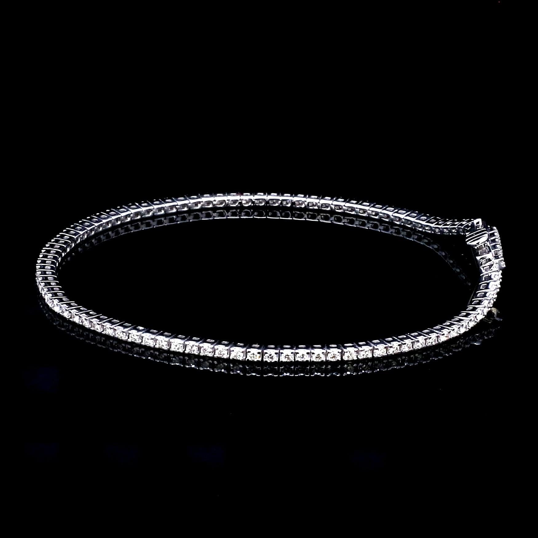 Jewelove™ Bangles & Bracelets Single / VS-SI, IJ Single Line 18K Gold Tennis Bracelet with Diamonds JL AUB 1235