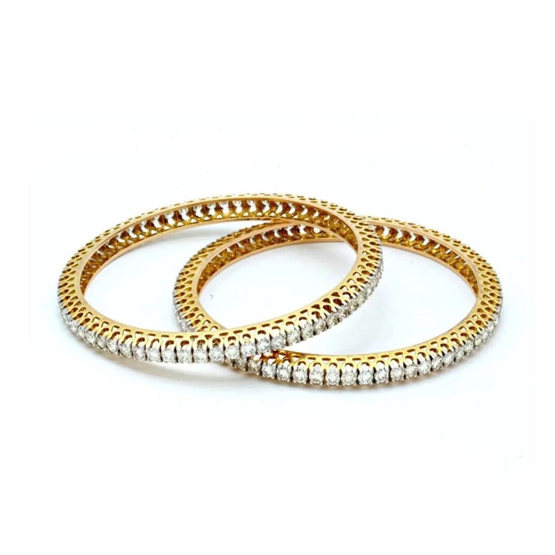 Jewelove™ Bangles & Bracelets Single Line Diamond Bangles Pair for Women JL AU 102